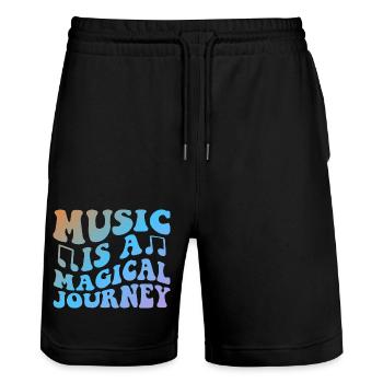 Music Is A Magical Journey - Stanley/Stella Unisex Bio Joggingshorts Trainer  - Schwarz - Vorne - Nik (191cm) & Marisol (170cm)