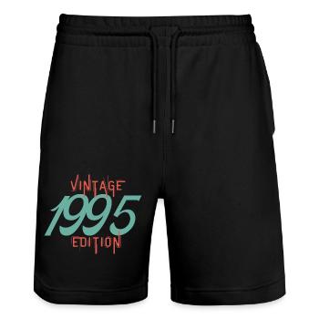 Vintage 1995 edition - Stanley/Stella Trainer Unisex Organic Jogging Shorts - black - Front - Nik (191cm) & Marisol (170cm)