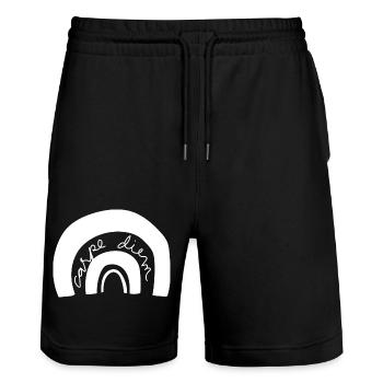 Carpe Diem Rainbow - Stanley/Stella Trainer Unisex Organic Jogging Shorts - black - Front - Nik (191cm) & Marisol (170cm)