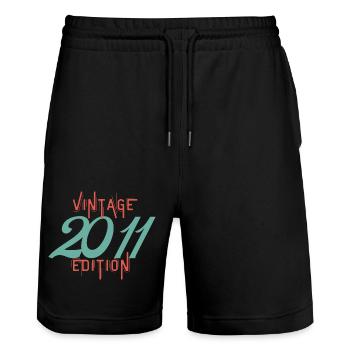 Jahrgang 2011 Ausgabe - Stanley/Stella Unisex Bio Joggingshorts Trainer  - Schwarz - Vorne - Nik (191cm) & Marisol (170cm)