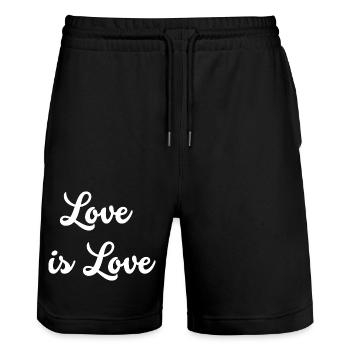 L’amour est l’amour - Short de jogging bio TRAINER Stanley/Stella unisexe - noir - Devant - Nik (191cm) & Marisol (170cm)