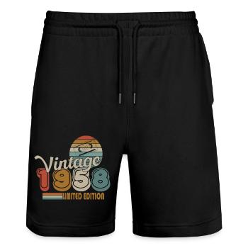 1958 - Stanley/Stella Unisex Bio Joggingshorts Trainer  - Schwarz - Vorne - Nik (191cm) & Marisol (170cm)