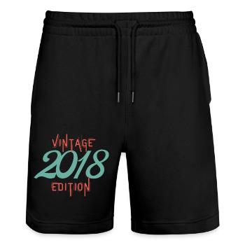 Jahrgang 2018 Ausgabe - Stanley/Stella Unisex Bio Joggingshorts Trainer  - Schwarz - Vorne - Nik (191cm) & Marisol (170cm)