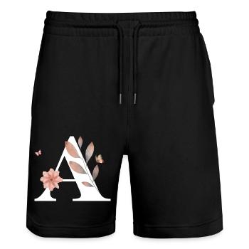 Wildflower Letter Watercolors - Stanley/Stella Trainer Unisex Organic Jogging Shorts - black - Front - Nik (191cm) & Marisol (170cm)