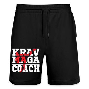 Krav Maga Coach Training Martial Arts - Stanley/Stella Unisex Bio Joggingshorts Trainer  - Schwarz - Vorne - Nik (191cm) & Marisol (170cm)