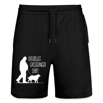 Official Walker Shirt - Stanley/Stella Trainer Unisex Organic Jogging Shorts - black - Front - Nik (191cm) & Marisol (170cm)