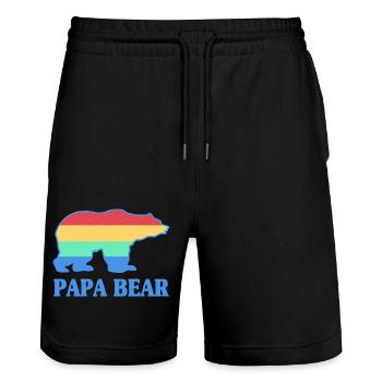 Papa bear Geschenk Vater Vatertag - Stanley/Stella Unisex Bio Joggingshorts Trainer  - Schwarz - Vorne - Nik (191cm) & Marisol (170cm)