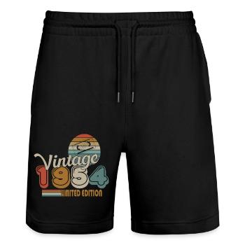 1954 - Stanley/Stella Unisex Bio Joggingshorts Trainer  - Schwarz - Vorne - Nik (191cm) & Marisol (170cm)