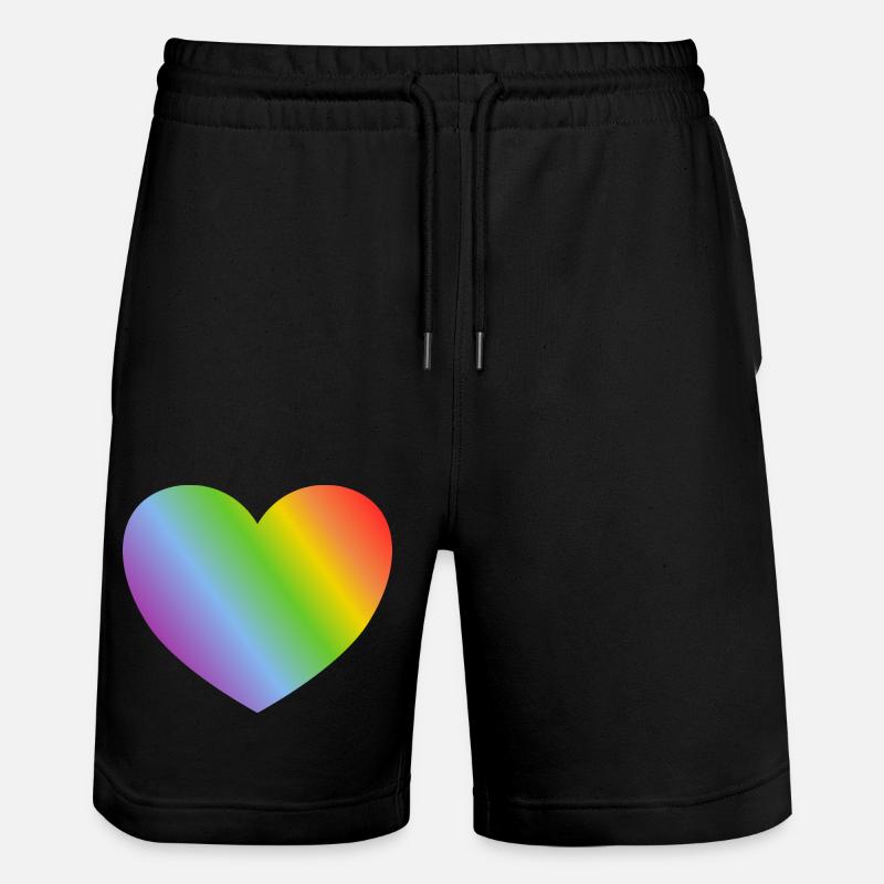 Regenbogen-Herz - Stanley/Stella Unisex Bio Joggingshorts Trainer  - Schwarz