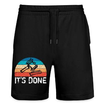 Er ist beschlossen vintage sunset - Stanley/Stella Unisex Bio Joggingshorts Trainer  - Schwarz - Vorne - Nik (191cm) & Marisol (170cm)