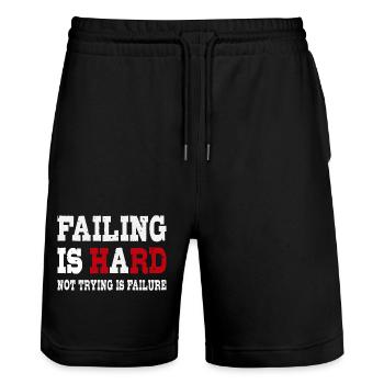 Failing is hard - Not trying is failure - Stanley/Stella Trainer Unisex Organic Jogging Shorts - black - Front - Nik (191cm) & Marisol (170cm)
