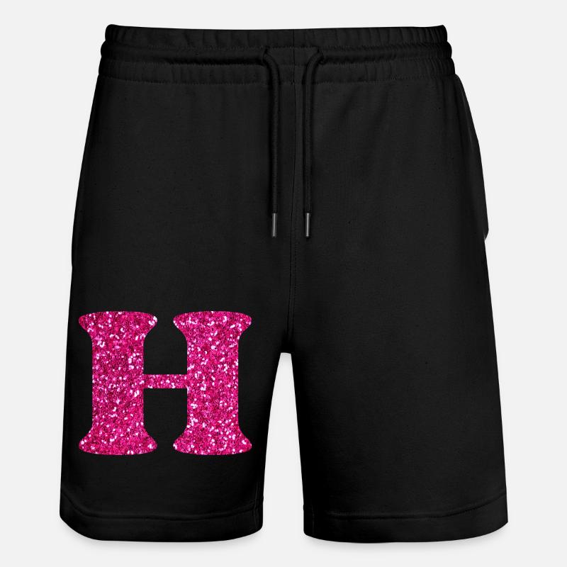 Buchstabe h rosa glitzernd - Stanley/Stella Unisex Bio Joggingshorts Trainer  - Schwarz