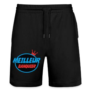 MEILLEUR BANQUIER - Short de jogging bio TRAINER Stanley/Stella unisexe - noir - Devant - Nik (191cm) & Marisol (170cm)