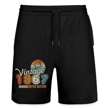 1967 - Stanley/Stella Unisex Bio Joggingshorts Trainer  - Schwarz - Vorne - Nik (191cm) & Marisol (170cm)