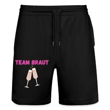 TEAM BRAUT - Stanley/Stella Unisex Bio Joggingshorts Trainer  - Schwarz - Vorne - Nik (191cm) & Marisol (170cm)