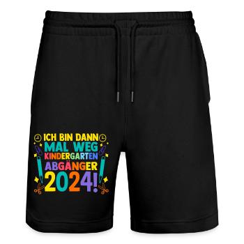 5th grade schoolchild back to school kindergarten kindergarten E - Stanley/Stella Trainer Unisex Organic Jogging Shorts - black - Front - Nik (191cm) & Marisol (170cm)