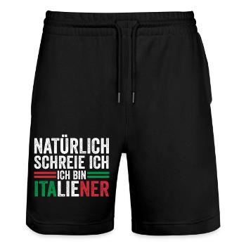 Italien Italiener Vaffanculo - Stanley/Stella Unisex Bio Joggingshorts Trainer  - Schwarz - Vorne - Nik (191cm) & Marisol (170cm)