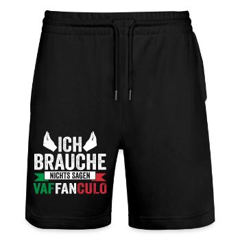 Italien Italiener Vaffanculo - Stanley/Stella Unisex Bio Joggingshorts Trainer  - Schwarz - Vorne - Nik (191cm) & Marisol (170cm)