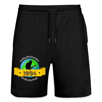 30. Birthday Rocking this planet since 07/1994 - Stanley/Stella Trainer Unisex Organic Jogging Shorts - black - Front - Nik (191cm) & Marisol (170cm)