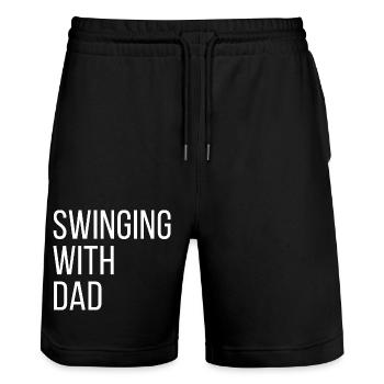 Swinging With Dad Golf - Stanley/Stella Trainer Unisex Organic Jogging Shorts - black - Front - Nik (191cm) & Marisol (170cm)