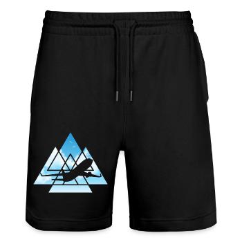 Pilote d’avion volant ciel triangle géométrie - Short de jogging bio TRAINER Stanley/Stella unisexe - noir - Devant - Nik (191cm) & Marisol (170cm)