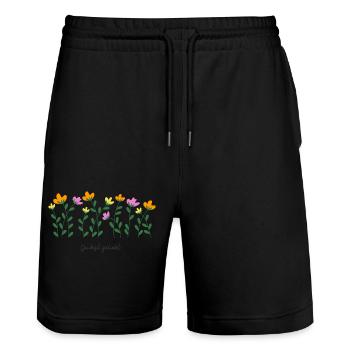 Du bist geliebt - Stanley/Stella Unisex Bio Joggingshorts Trainer  - Schwarz - Vorne - Nik (191cm) & Marisol (170cm)