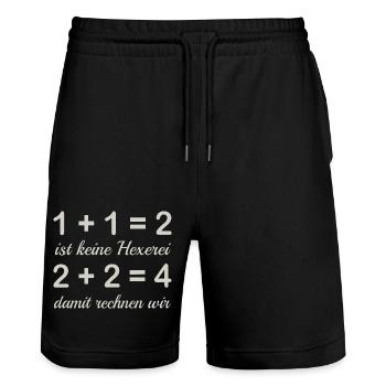Calculer - Short de jogging bio TRAINER Stanley/Stella unisexe - noir - Devant - Nik (191cm) & Marisol (170cm)