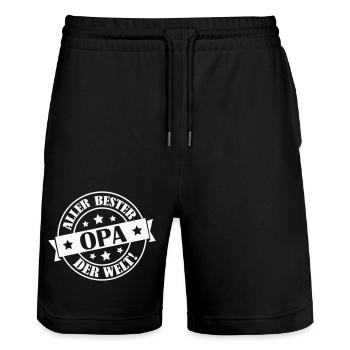 allerbester opa - Stanley/Stella Unisex Bio Joggingshorts Trainer  - Schwarz - Vorne - Nik (191cm) & Marisol (170cm)