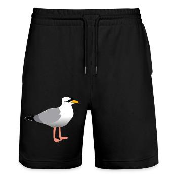cool seagull - Stanley/Stella Trainer Unisex Organic Jogging Shorts - black - Front - Nik (191cm) & Marisol (170cm)