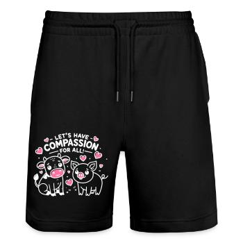 Compassion pour tous - Short de jogging bio TRAINER Stanley/Stella unisexe - noir - Devant - Nik (191cm) & Marisol (170cm)