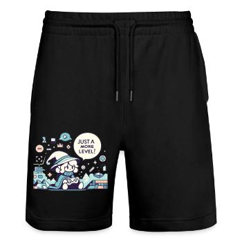 Gaming Wizard - Stanley/Stella Trainer Unisex Organic Jogging Shorts - black - Front - Nik (191cm) & Marisol (170cm)