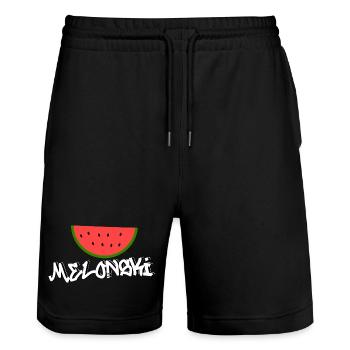 Melonski Melon - Stanley/Stella Trainer Unisex Organic Jogging Shorts - black - Front - Nik (191cm) & Marisol (170cm)