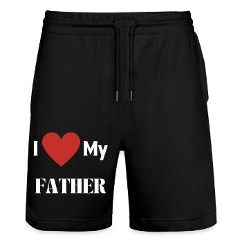 ICH LIEBE MEINEN VATER - Stanley/Stella Unisex Bio Joggingshorts Trainer  - Schwarz - Vorne - Nik (191cm) & Marisol (170cm)