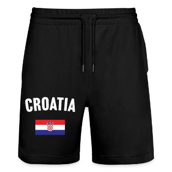 Croatia Flag - Stanley/Stella Trainer Unisex Organic Jogging Shorts - black - Front - Nik (191cm) & Marisol (170cm)