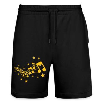 Viele Musik Noten Symbole Melodie Musiknoten Audio - Stanley/Stella Unisex Bio Joggingshorts Trainer  - Schwarz - Vorne - Nik (191cm) & Marisol (170cm)
