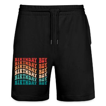 Garçon d’anniversaire pour les tout-petits garçons Mignon Groovy Anniversaire - Short de jogging bio TRAINER Stanley/Stella unisexe - noir - Devant - Nik (191cm) & Marisol (170cm)