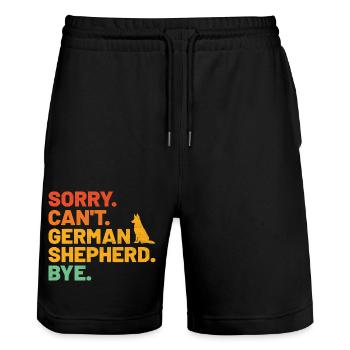Sorry Can't German Shepherd Bye GSD Dog Lover - Stanley/Stella Trainer Unisex Organic Jogging Shorts - black - Front - Nik (191cm) & Marisol (170cm)