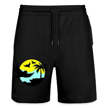 paradise birds 02 - Stanley/Stella Unisex Bio Joggingshorts Trainer  - Schwarz - Vorne - Nik (191cm) & Marisol (170cm)