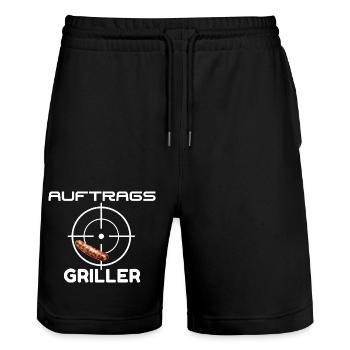 Auftragsgriller Grillmeister T-Shirt - Stanley/Stella Unisex Bio Joggingshorts Trainer  - Schwarz - Vorne - Nik (191cm) & Marisol (170cm)