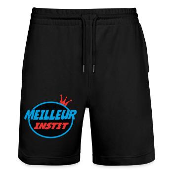 BESTER LEHRER - Stanley/Stella Unisex Bio Joggingshorts Trainer  - Schwarz - Vorne - Nik (191cm) & Marisol (170cm)