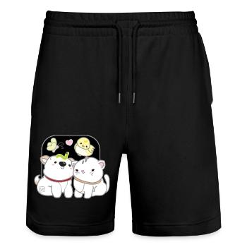 Hund koreanisch - japanischer Stil 13 - Stanley/Stella Unisex Bio Joggingshorts Trainer  - Schwarz - Vorne - Nik (191cm) & Marisol (170cm)