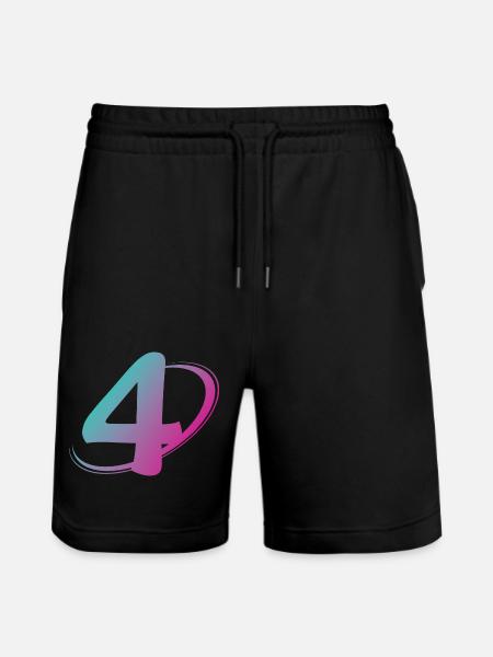 Nummer 4 mehrfarbig - Stanley/Stella Unisex Bio Joggingshorts Trainer  - Schwarz