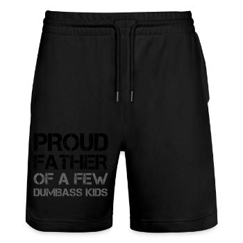 PROUD FATHER OF A FEW DUMBASS KIDS - Stanley/Stella Unisex Bio Joggingshorts Trainer  - Schwarz - Vorne - Nik (191cm) & Marisol (170cm)