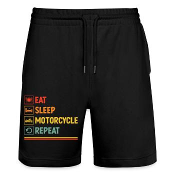 Eat Sleep Motorcycle Repeat Motorcycling Biker Mot - Stanley/Stella Trainer Unisex Organic Jogging Shorts - black - Front - Nik (191cm) & Marisol (170cm)