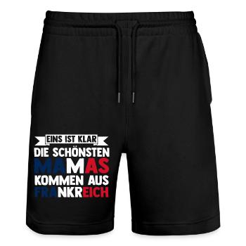Franzosen Französisch Frankreich - Stanley/Stella Unisex Bio Joggingshorts Trainer  - Schwarz - Vorne - Nik (191cm) & Marisol (170cm)