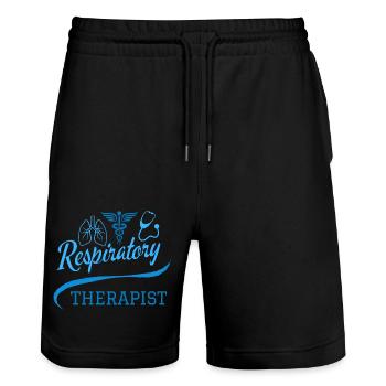 Inhalothérapeute Bleu Médecine Symboles - Short de jogging bio TRAINER Stanley/Stella unisexe - noir - Devant - Nik (191cm) & Marisol (170cm)