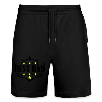 best dad - Stanley/Stella Unisex Bio Joggingshorts Trainer  - Schwarz - Vorne - Nik (191cm) & Marisol (170cm)
