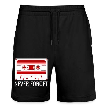 Kassette Retro Vintage Spruch - Stanley/Stella Unisex Bio Joggingshorts Trainer  - Schwarz - Vorne - Nik (191cm) & Marisol (170cm)