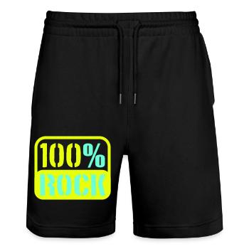 100 % Prozent Rock Heavy Metal Musik Text Logo Fun - Stanley/Stella Unisex Bio Joggingshorts Trainer  - Schwarz - Vorne - Nik (191cm) & Marisol (170cm)
