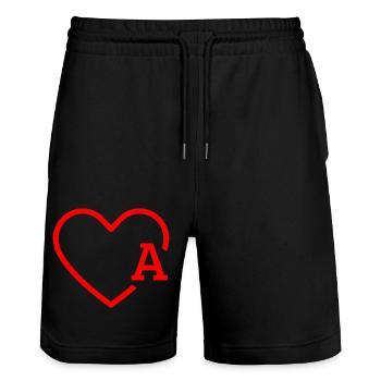 Roter Herz-Buchstabe - Stanley/Stella Unisex Bio Joggingshorts Trainer  - Schwarz - Vorne - Nik (191cm) & Marisol (170cm)